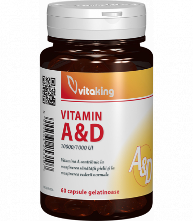 psoriazis - VITAMINA A si D (10.000/ 1.000 UI) , 60 capsule gelatinoase, Vitaking
