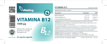 Vitamina B12 -1000 mcg - 60 capsule vegetale, Vitaking [1]