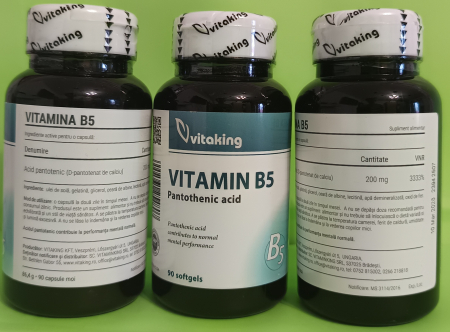Vitamina B5 (acid pantotenic) 200mg - 90 capsule moi, Vitaking [2]