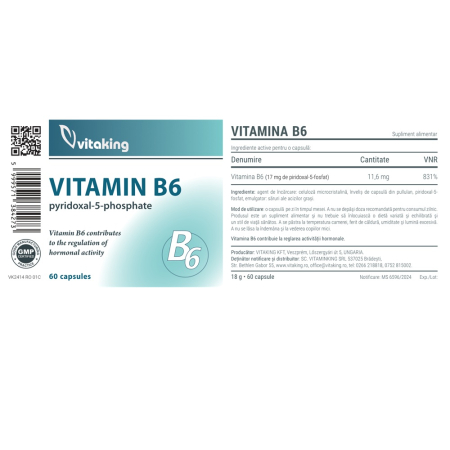 Vitamina B6 - 60 capsule, Vitaking [1]