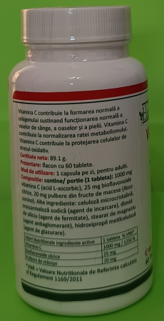 VITAMINA  C 1000 mg + Bioflavonoide,  60 tablete, Health Nutrition la Nana Plafar [1]