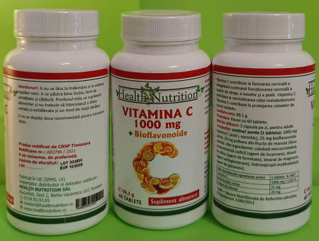 VITAMINA  C 1000 mg + Bioflavonoide,  60 tablete, Health Nutrition la Nana Plafar [4]