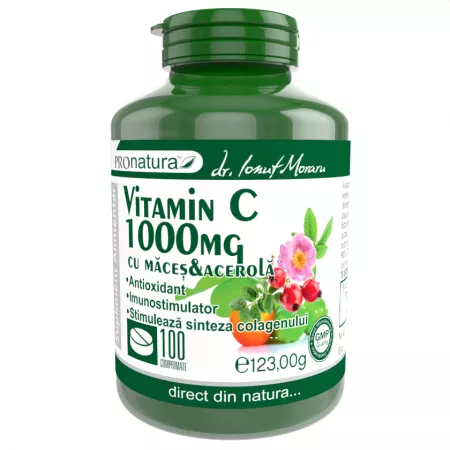 VITAMINA C 1000 mg cu MACES si ACEROLA, 100 comprimate ProNatura Medica  la Nana Plafar [1]