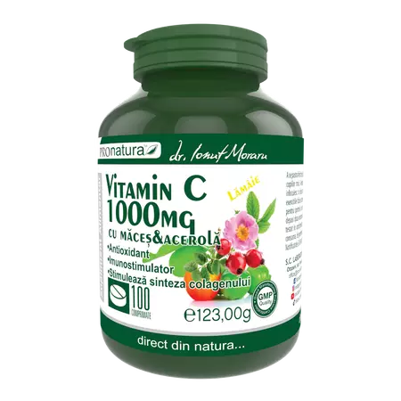 VITAMINA C 1000 mg cu MACES si ACEROLA, 100 comprimate ProNatura Medica  la Nana Plafar