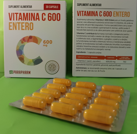 VITAMINA C 600 ENTERO, 30 capsule, Parapharm [2]