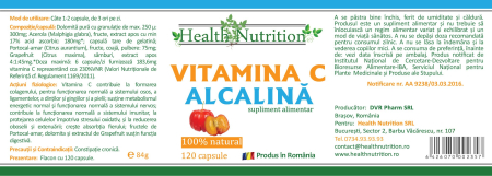 Vitamina C ALCALINA, 120 capsule, Health Nutrition la nana plafar [1]