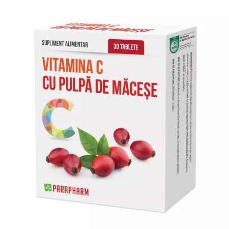 vitamine - VITAMINA C cu PULPA de MACESE 30 tablete dizolvabile, Parapharm
