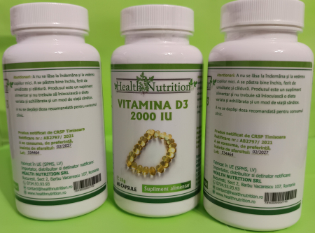 VITAMINA D3 2000 IU, 60 capsule moi, Health Nutrition la Nana Plafar [4]