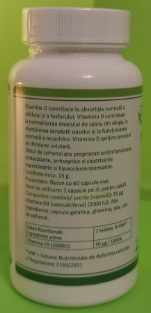 VITAMINA D3 2000 IU, 60 capsule moi, Health Nutrition la Nana Plafar [3]