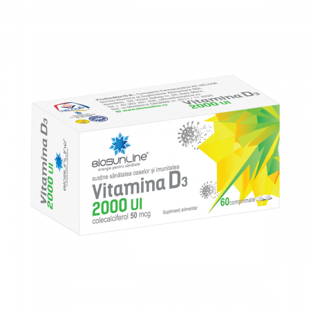 vitamine - Vitamina D3 2000 UI, 60 comprimate, BioSunLine HELCOR