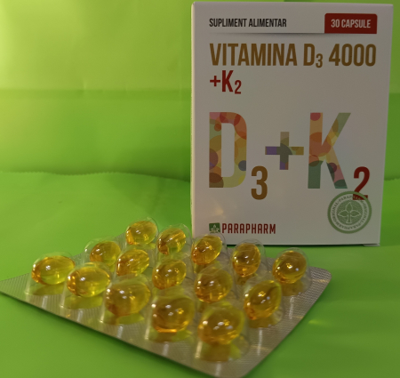 VITAMINA D3  4000UI + K2  pentru ARTICULATII 30 capsule, Parapharm [1]