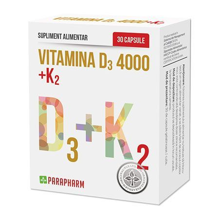 vitamine - VITAMINA D3  4000UI + K2  pentru ARTICULATII 30 capsule, Parapharm