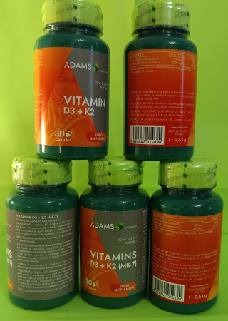 Vitamina D3 + K2 (MK-7), Adams Supplements la Nana Plafar [2]