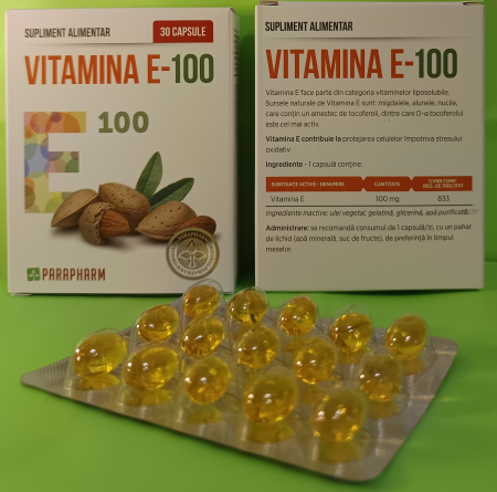 VITAMINA E-100, D-a Tocoferol 120mg, 30 capsule, Parapharm [1]
