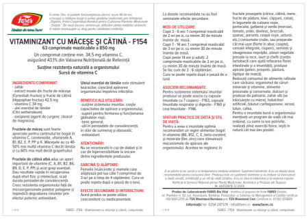 VITAMINIZANT MACESE si CATINA F154, 63 capsule, Fares la Nana Plafar [3]