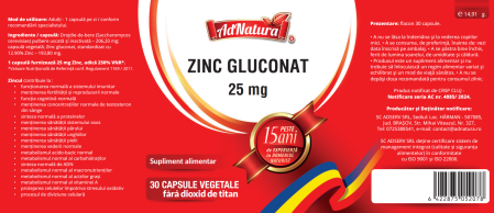 ZINC GLUCONAT 25mg, AdNatura la Nana Plafar [2]