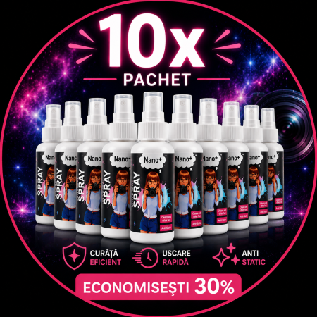 Reduceri - 10 x Solutie curatare ochelari, lentile Nano +, fara alcool, Antistatica, Anti-aburire, 100ml