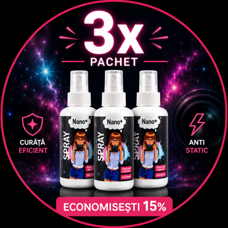 Reduceri - 3 x Solutie curatare ochelari, lentile Nano +, fara alcool, Antistatica, Anti-aburire, 100ml