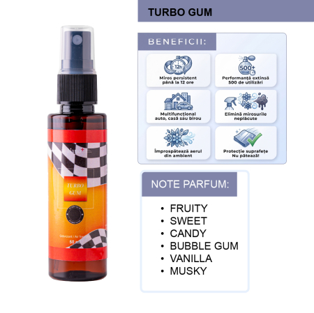 Odorizant Auto Luxuriant, Purificator Nano+, Parfum Spray, Turbo Gum, 50ml [1]