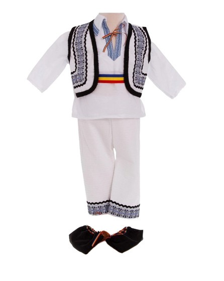 Costum popular baieti, culoare alb/albastru [1]