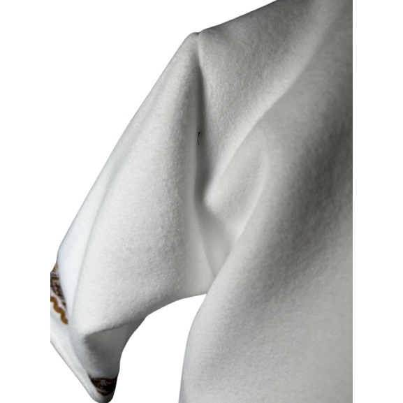 Costum popular cu paltonas, broderie alb/auriu [7]