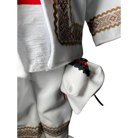 Costum popular cu paltonas, broderie alb/auriu [3]