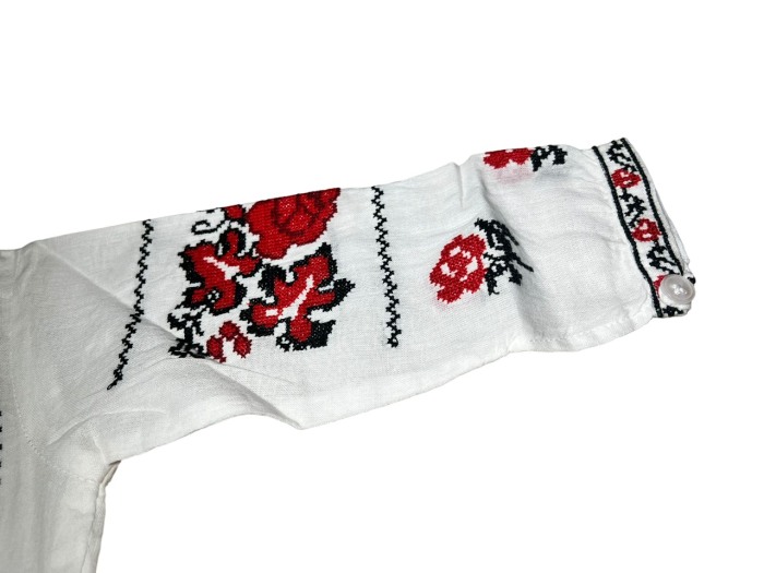 Costum popular, fete, culoare rosu/alb/negru, 3 piese [3]