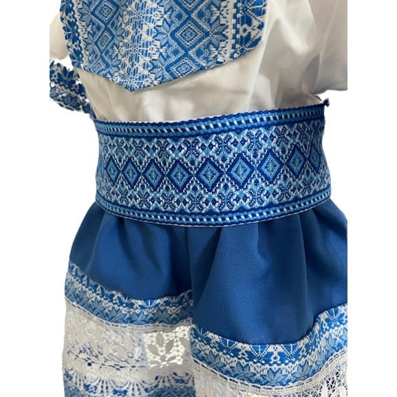 Costum popular pentru fete, albastru, dantela [3]