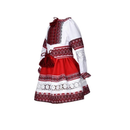 Costum popular pentru fete, rosu, dantela [2]