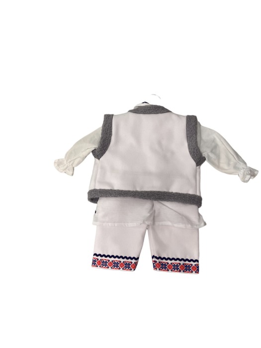 Costum traditional baieti cu cojoc, blanita gri, premium [3]