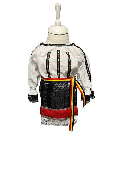 Costum traditional fete premium, negru/rosu/alb, 6 piese [7]
