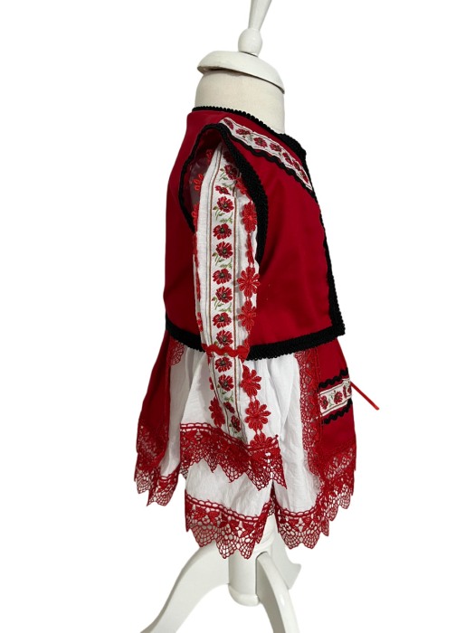 Costum traditional fete premium, rosu/alb, 5 piese [2]