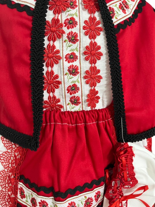 Costum traditional fete premium, rosu/alb, 5 piese [4]