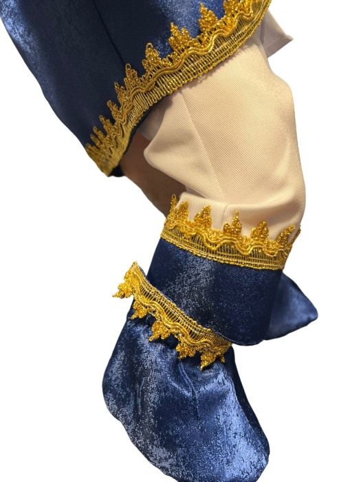 Costumas Elegant Baieti, Tematica Print, Catifea Bleumarin, 5 piese [5]