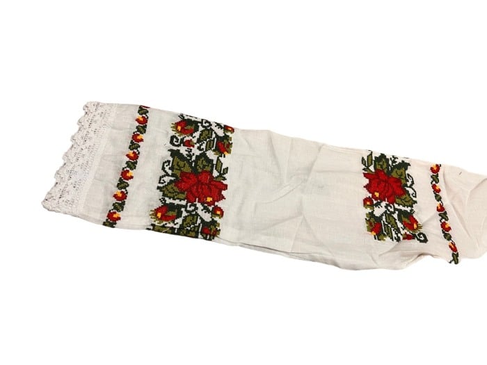 Ie traditionala , alba, broderie cu motiv floral galben/negru/rosu/verde, femei [2]