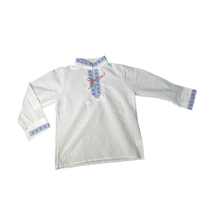 Ie traditionala baieti, alba, broderie albastra [5]