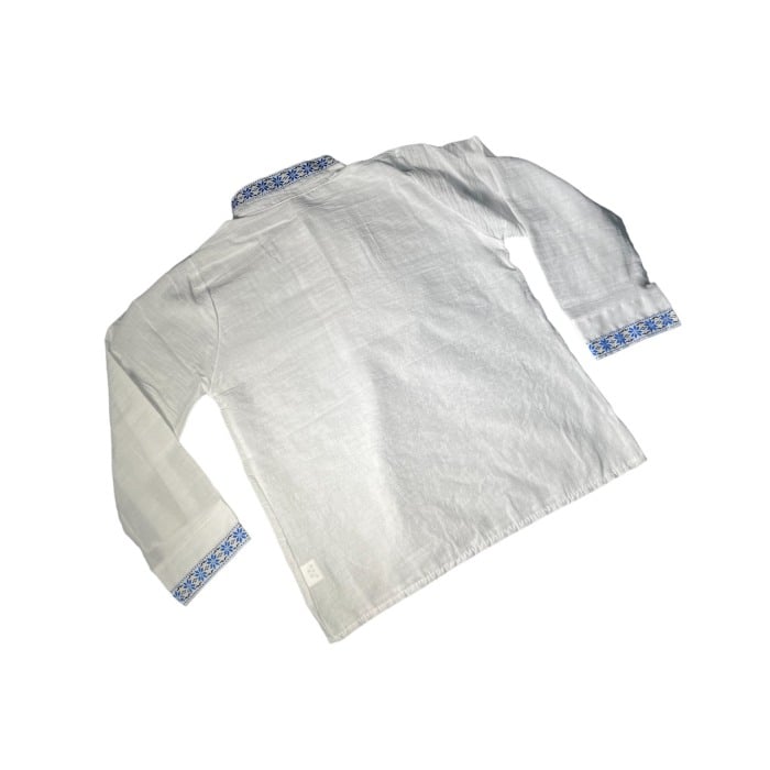 Ie traditionala baieti, alba, broderie albastra [4]