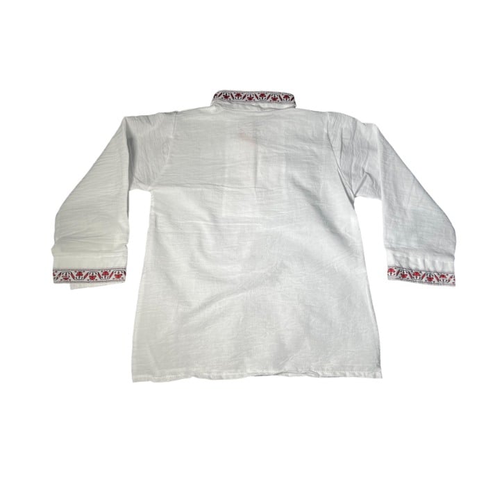 Ie traditionala baieti, alba, broderie rosie [3]