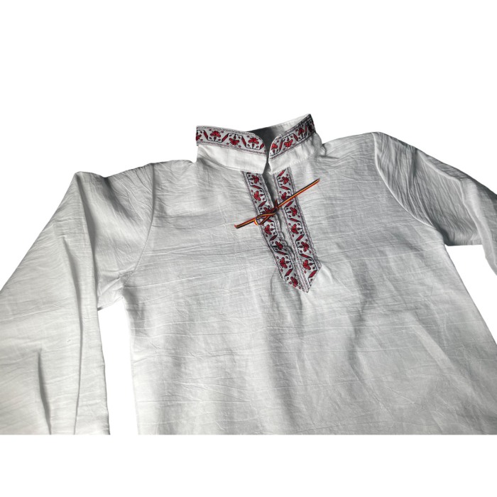 Ie traditionala baieti, alba, broderie rosie [2]