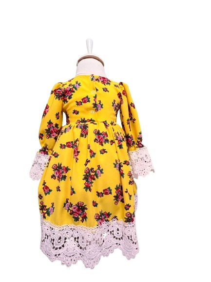 Rochie botez fetite premium, elganta, culoare alb/galben [4]