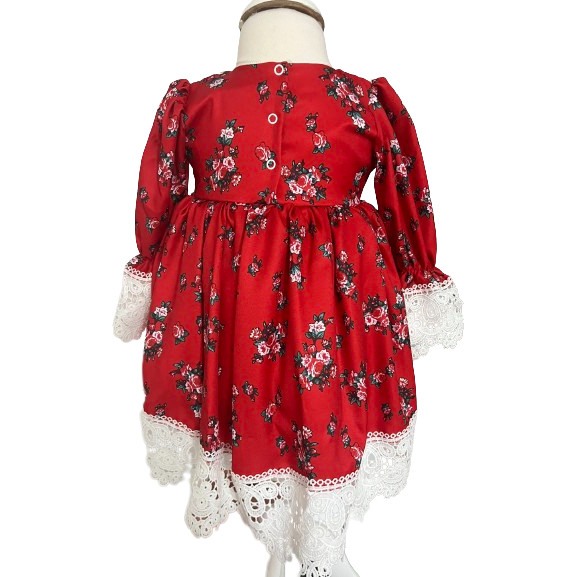 Rochie botez fetite premium, elganta, culoare alb/rosu [4]