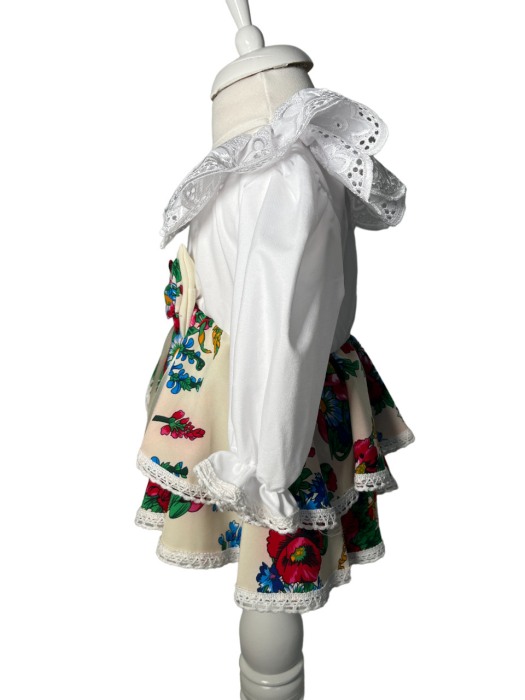 Rochie fetite casual, elganta, culoare alba/multicolor cu fundita [2]