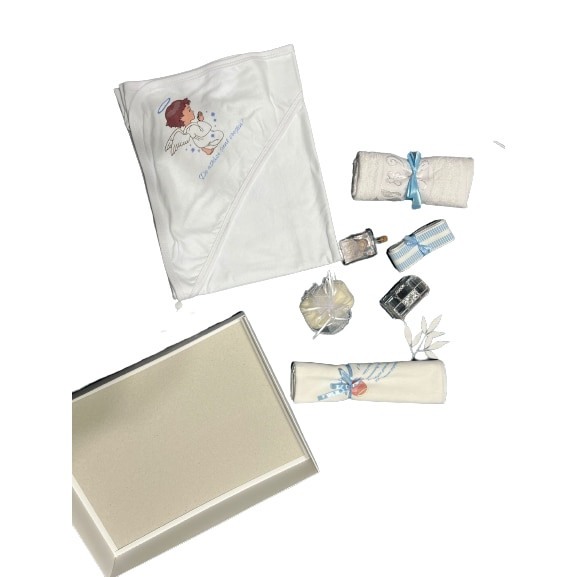 Set botez baieti, ingeras, culoare alb/albastru deschis, 9 piese [5]