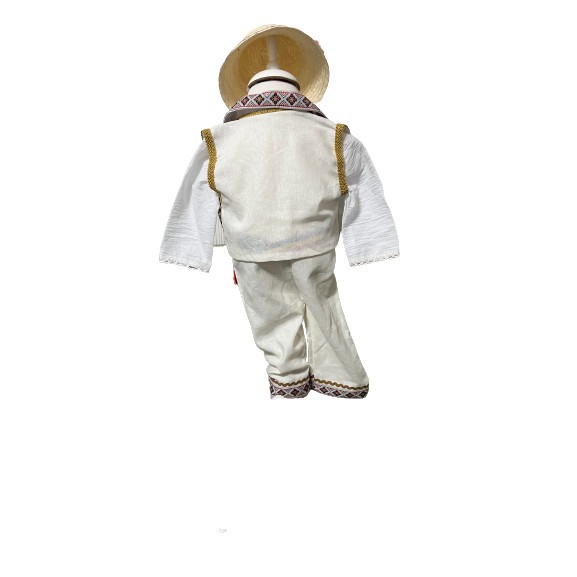 Set costum popular botez alb/auriu, trusou, lumanare, 14 piese [7]