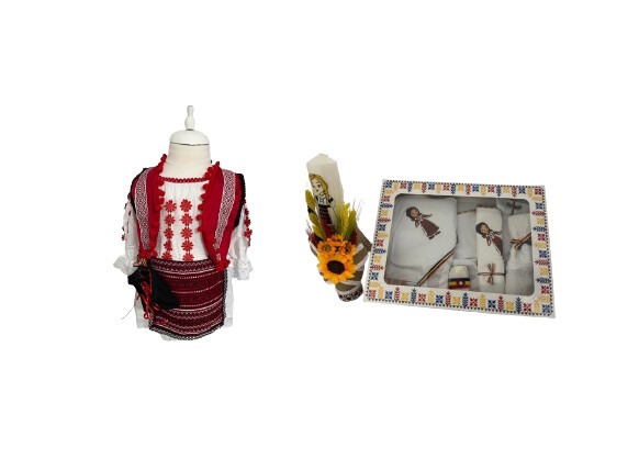 Set costum popular fete botez , trusou, lumanare, 13 piese [1]