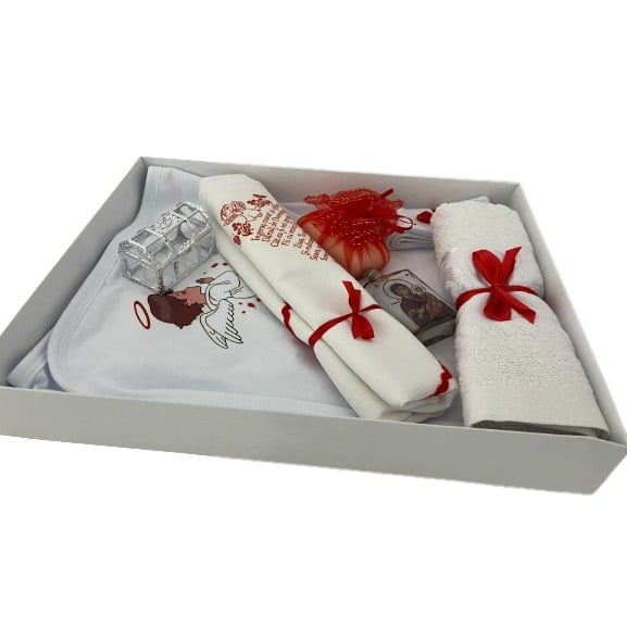 Trusou botez fetite, ingeras, culoare alb/rosu, setul contine 8 piese [3]