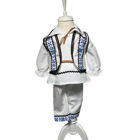 Botez - Costum popular baieti cu vesta, 4 piese