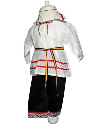 Costum popular baieti cu vesta, alb/rosu/negru, 4 piese [3]
