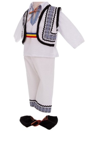 Costum popular baieti, culoare alb/albastru [2]