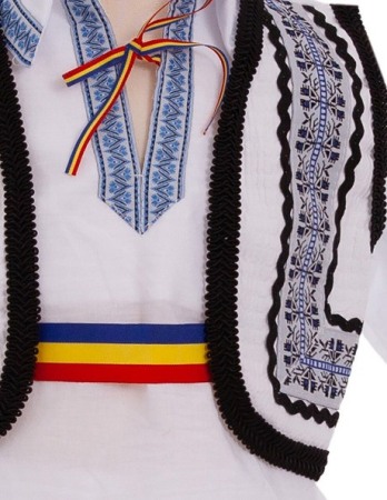 Costum popular baieti, culoare alb/albastru [3]